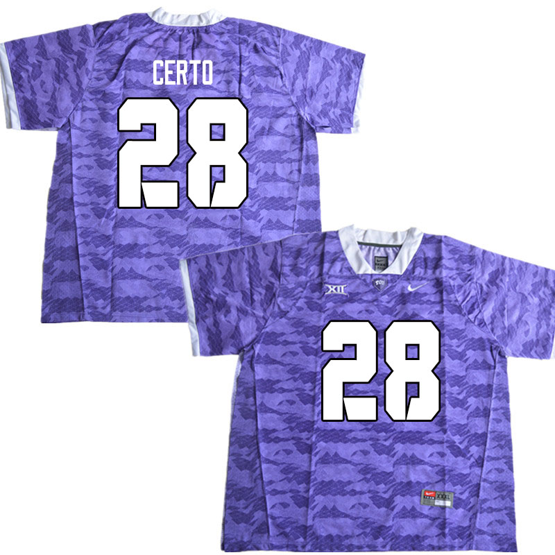 Men #28 Derek Certo TCU Horned Frogs College Football Jerseys Sale-Limited Purple - Click Image to Close